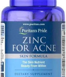 PURITAN'S PRIDE Zinc for Acne - Skin Formula - 100 TABLETS